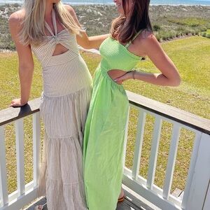 Green cut out maxi dress